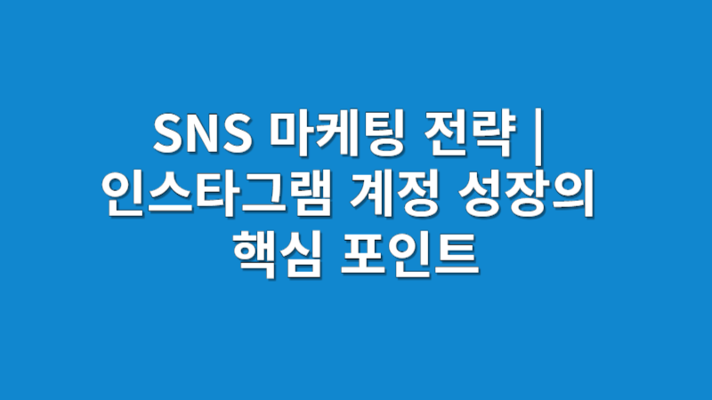 SNS 마케팅 전략 | 인스타그램 계정 성장의 핵심 포인트